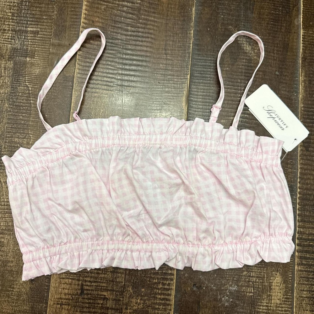 Justify Sleepwear Justify Woven Bandeau Pink gingham crop top